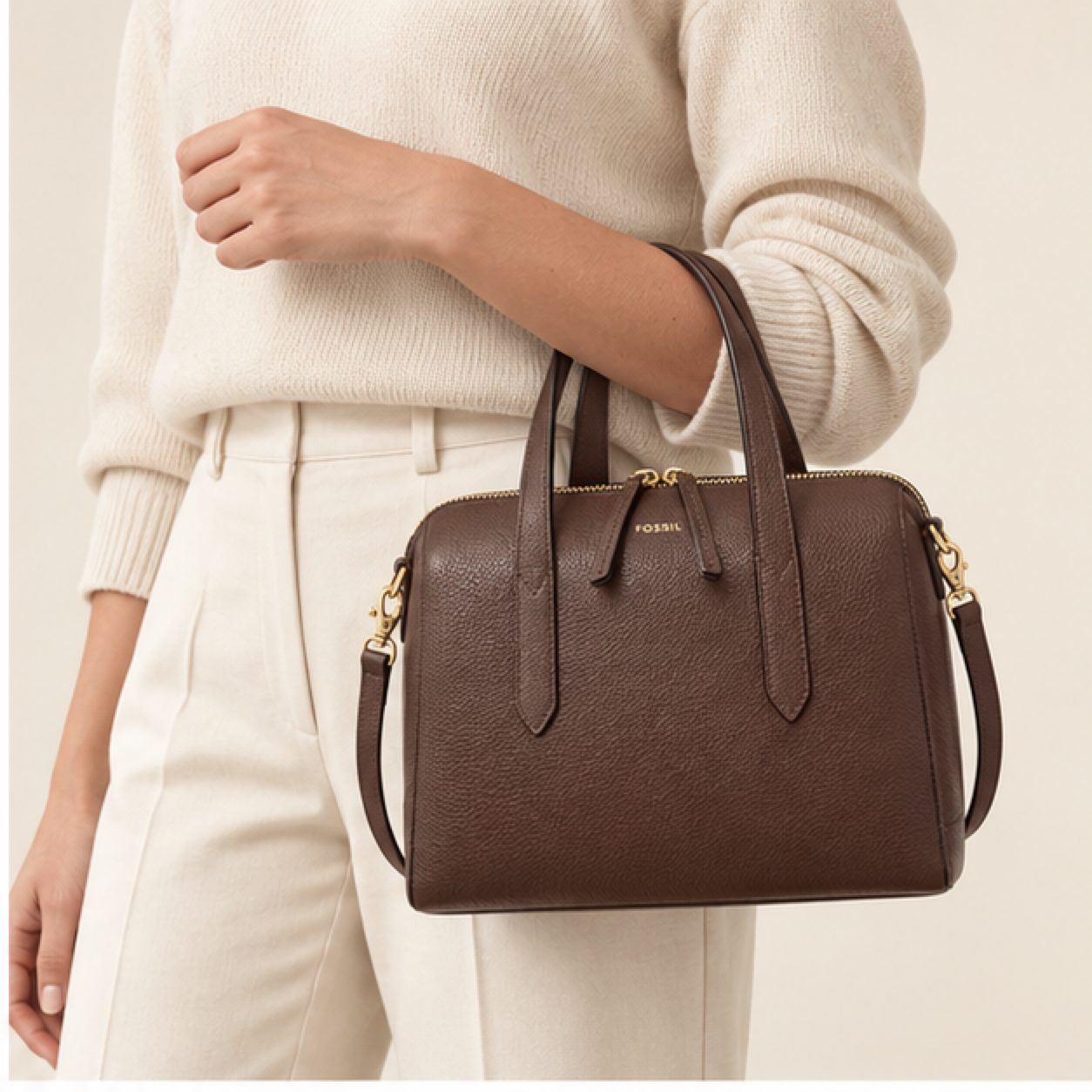 Fossil Sydney Medium Satchel Bag Espresso NEW