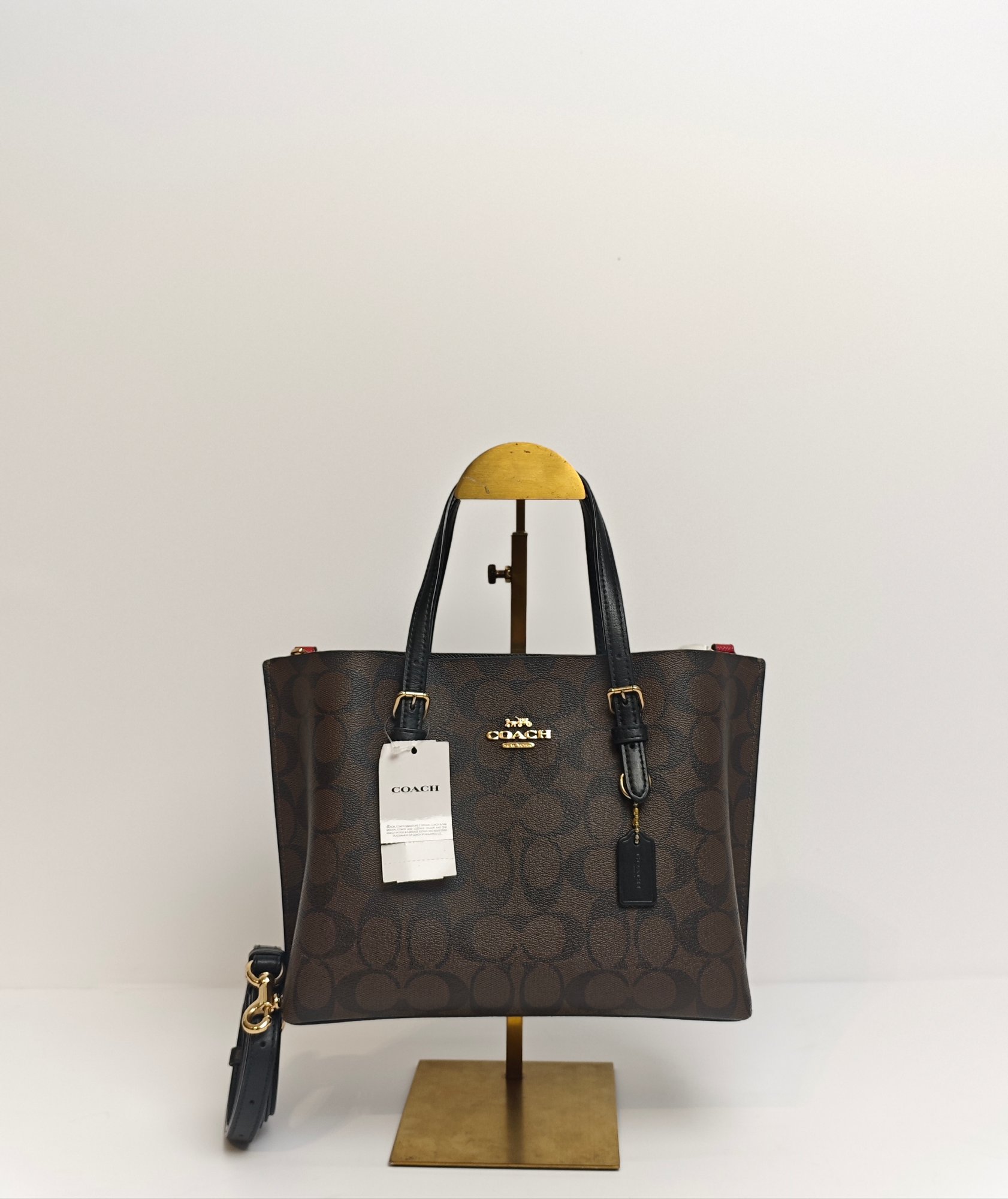 TJCCH-63441 Coach Mollie 25 Tote Bag In Signature Canvas Brown Black PRELOVED NETT