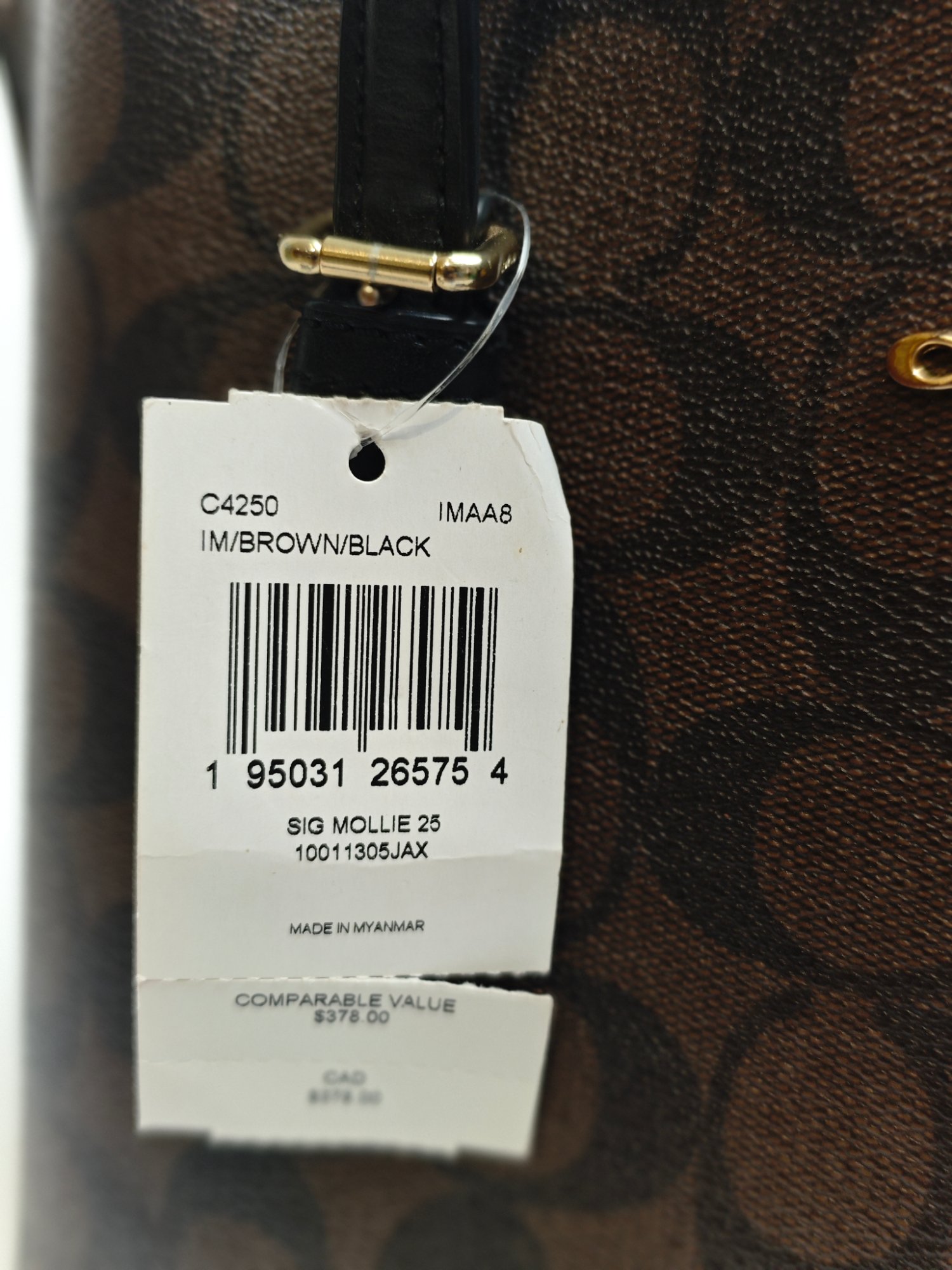 TJCCH-63441 Coach Mollie 25 Tote Bag In Signature Canvas Brown Black PRELOVED NETT