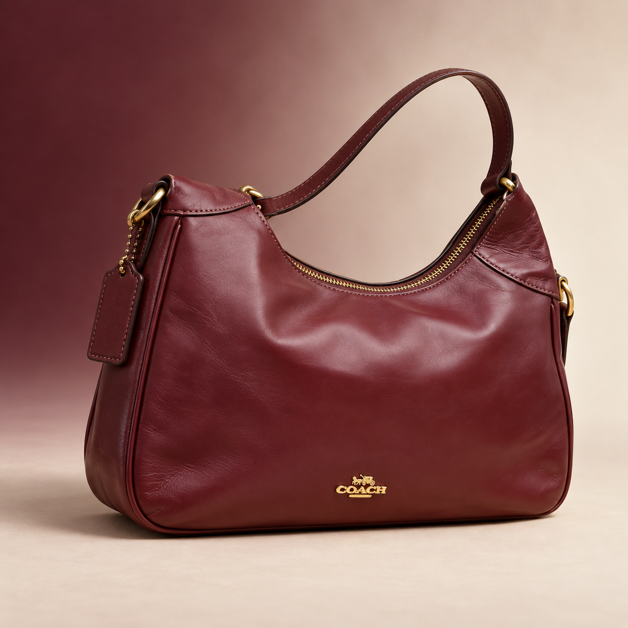 TJCCH-63433 Coach Ella Shoulder Bag Maroon PRELOVED NETT