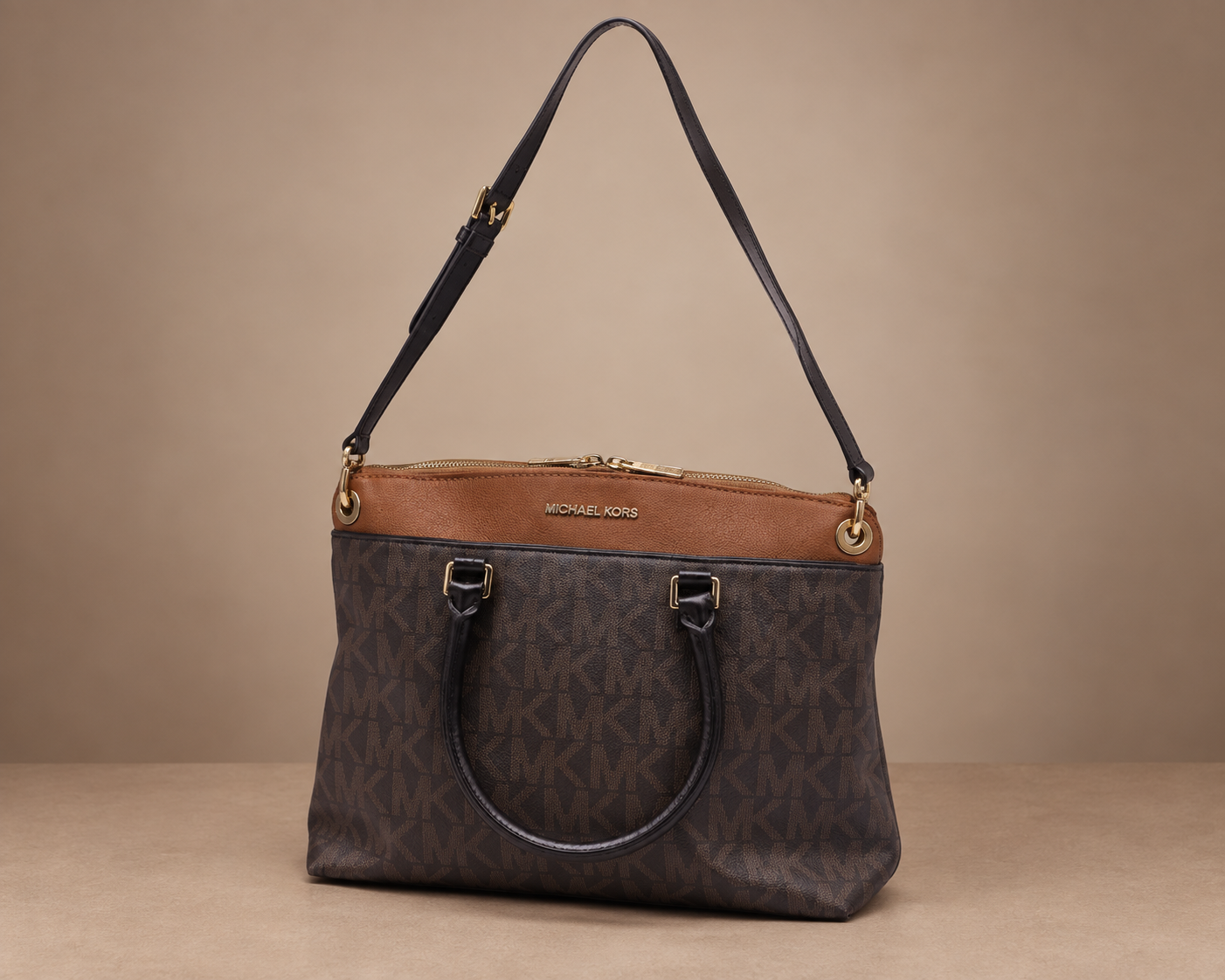 Michael Kors Aubrey Signature Convertible Tote Bag Brown PRELOVED
