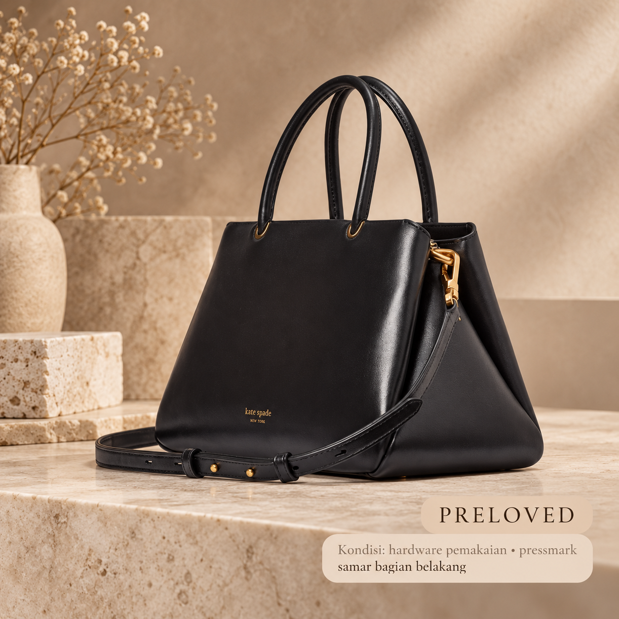 Kate Spade Grace Fine Medium Satchel Bag Black PRELOVED