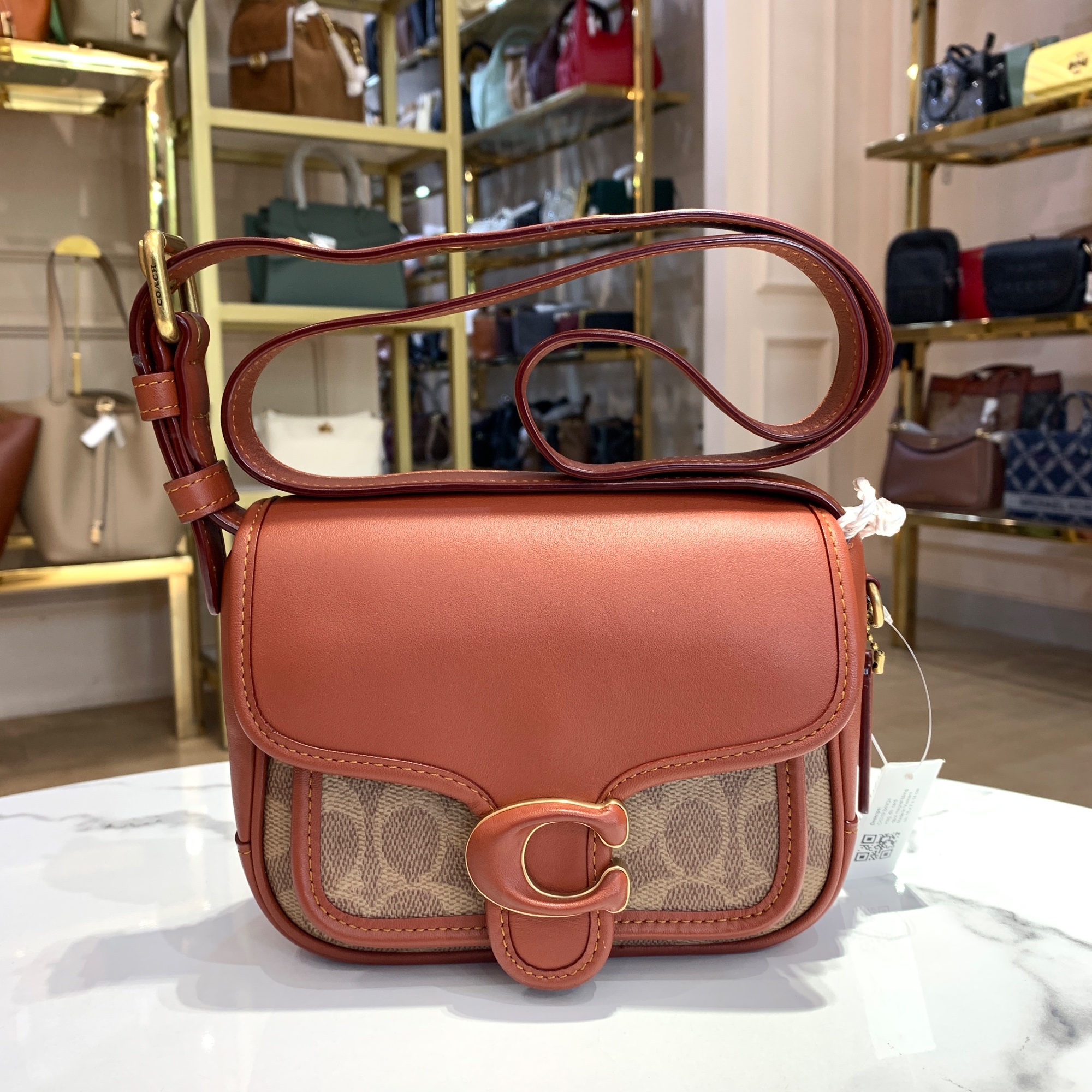 TJCCH-63435 Coach Tabby Messenger Bag In Signature Canvas Tan Rust NBU