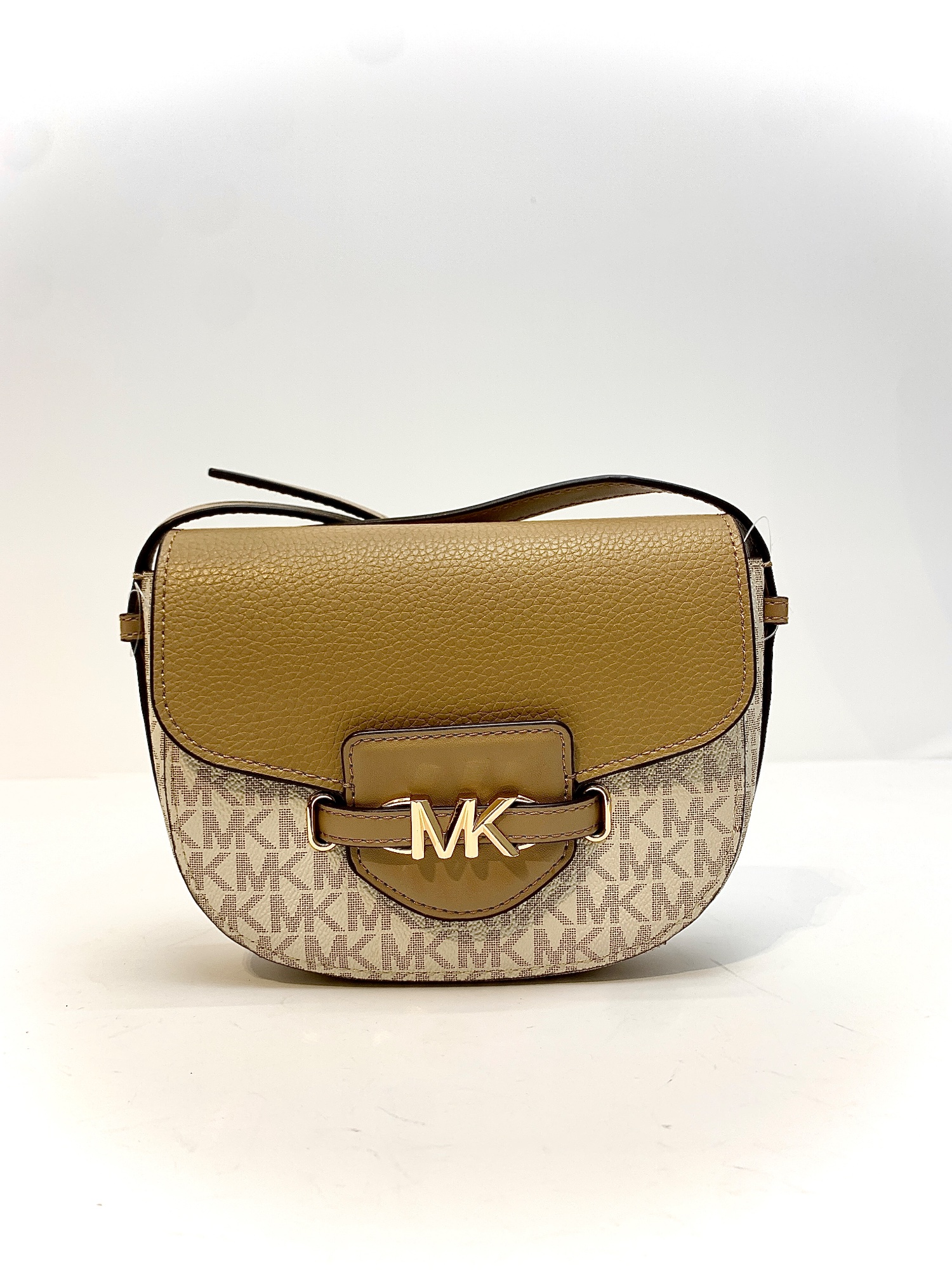TJMK-63379 Michael Kors Reed Small Saddle Crossbody Bag Camel Multi PRELOVED NET