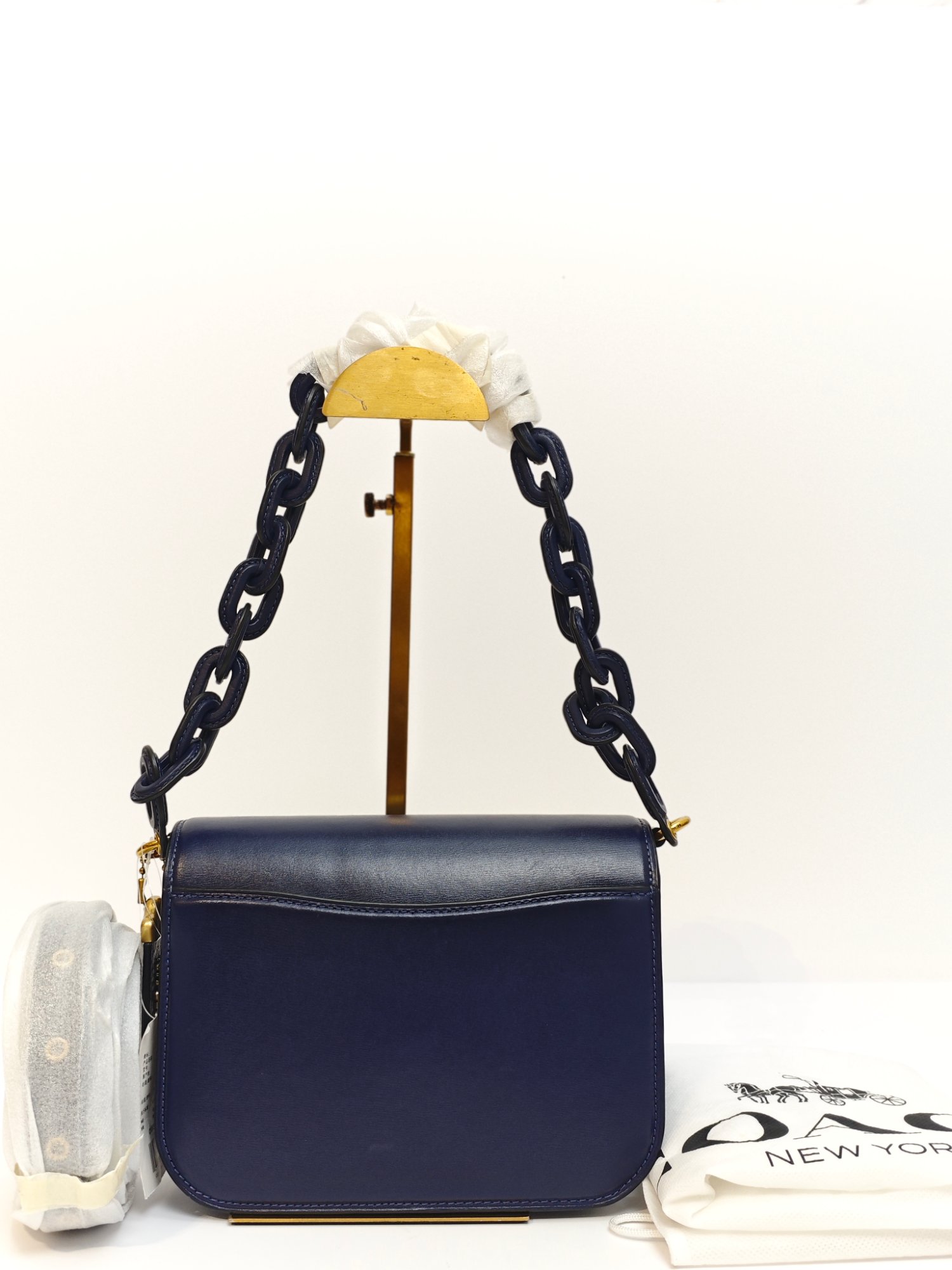 TJCCH-63460 Coach Idol Bag With Snake Skin Details Navy Blue NEW