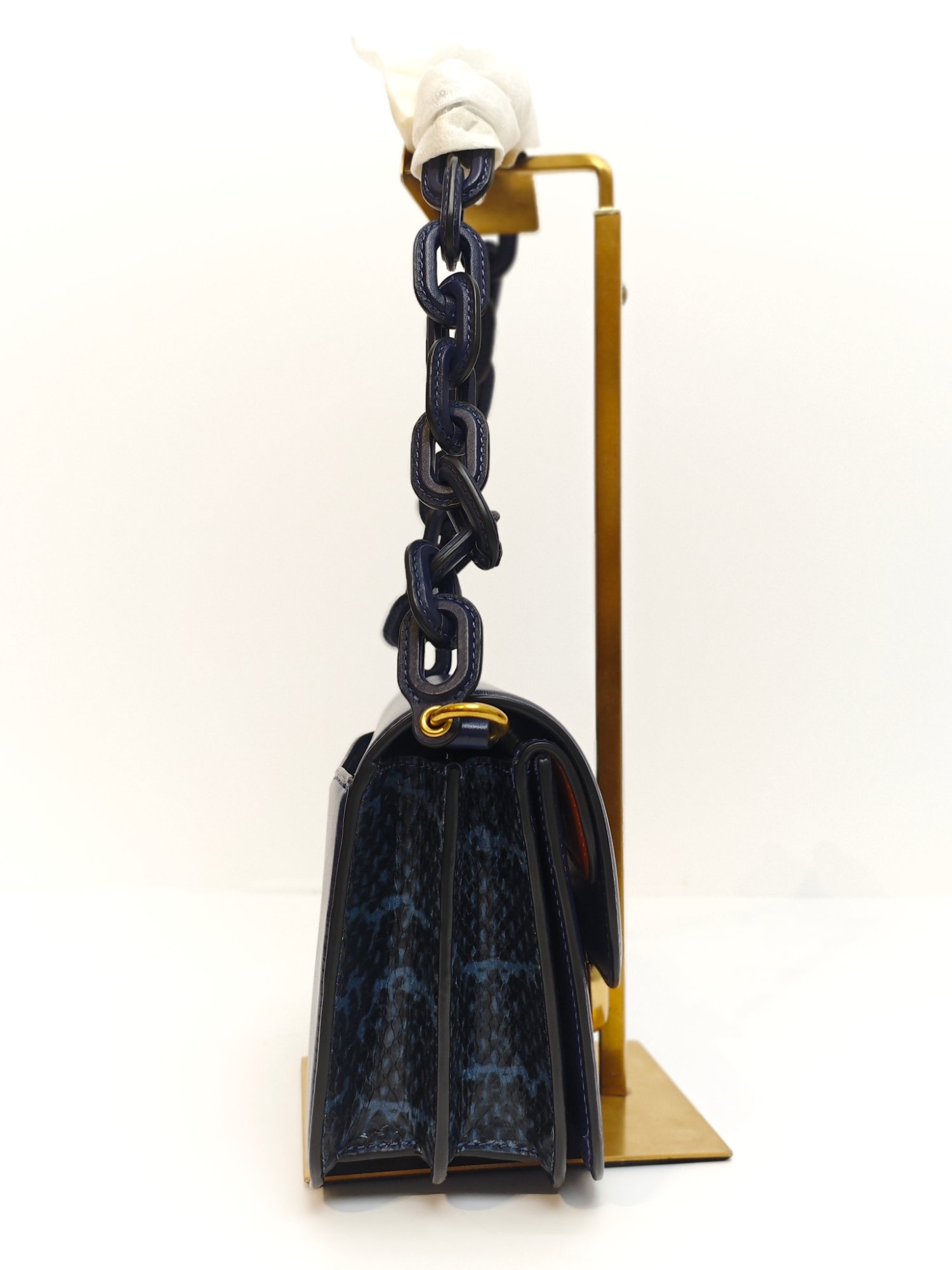 TJCCH-63460 Coach Idol Bag With Snake Skin Details Navy Blue NEW