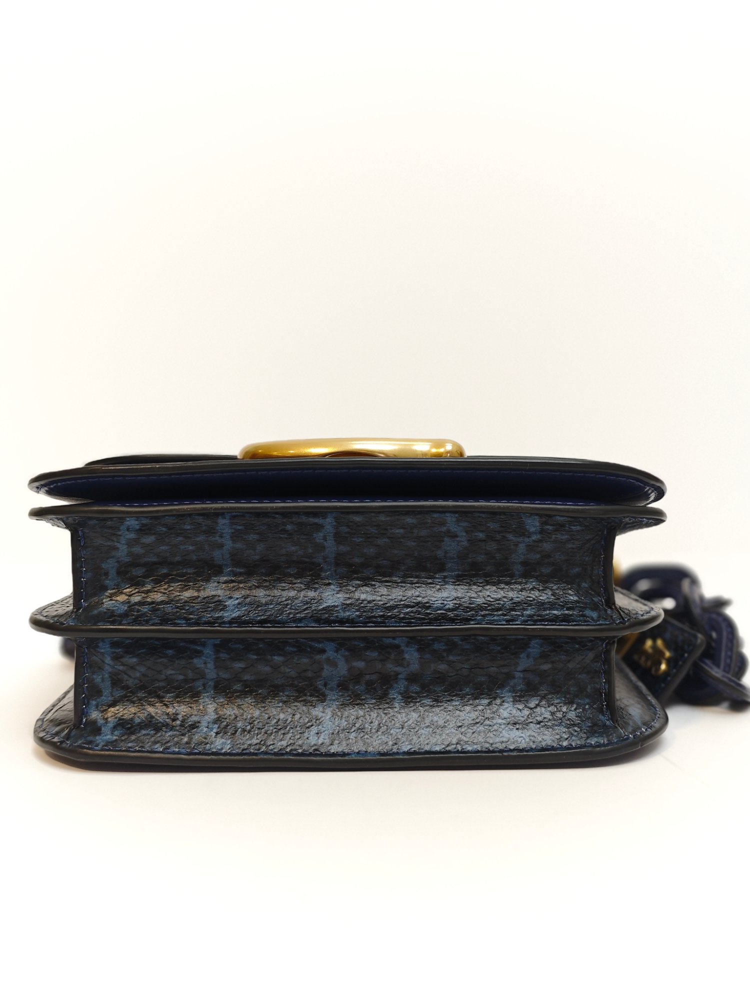 TJCCH-63460 Coach Idol Bag With Snake Skin Details Navy Blue NEW