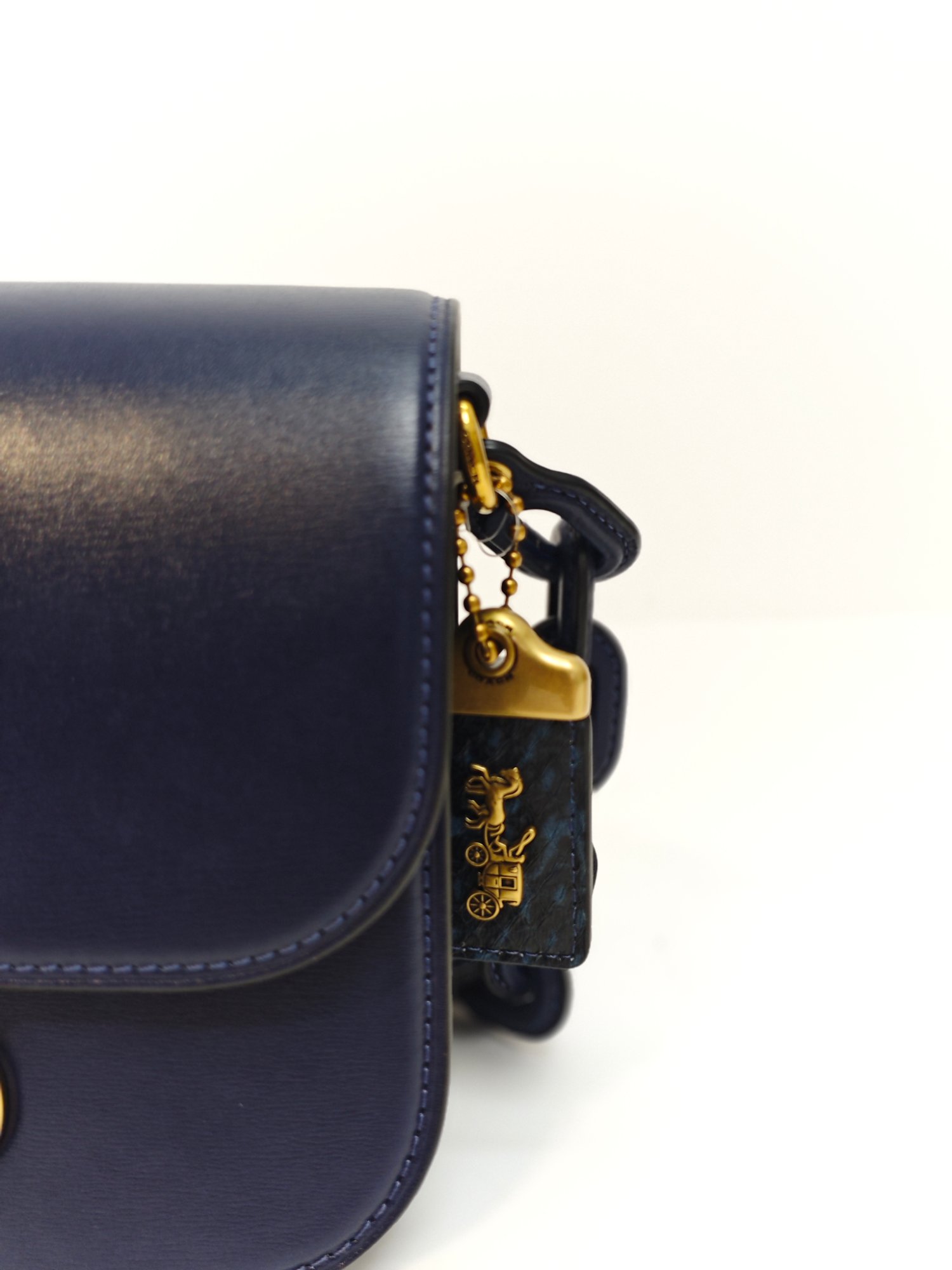 TJCCH-63460 Coach Idol Bag With Snake Skin Details Navy Blue NEW