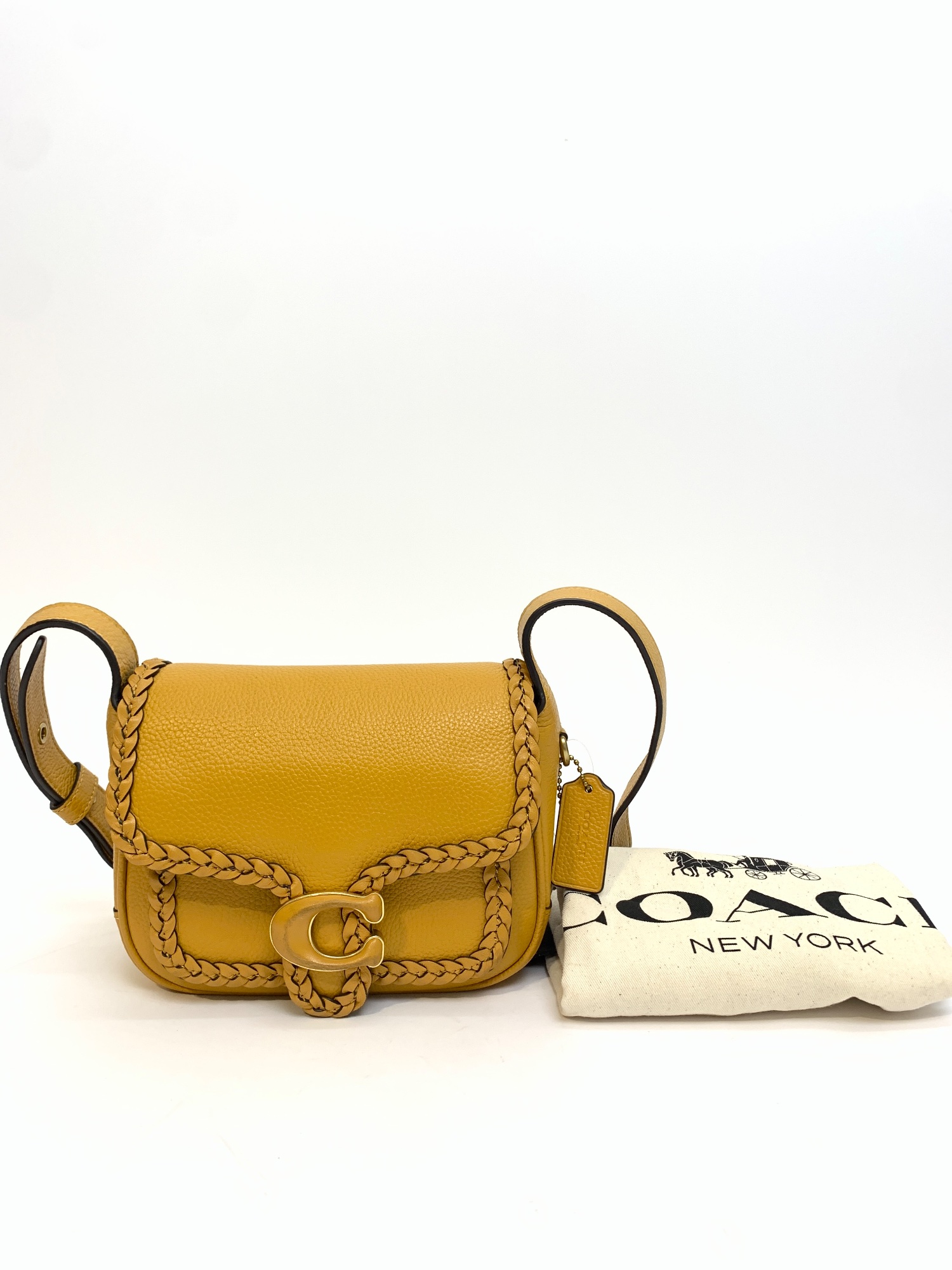 NCCH-37527 Coach Tabby Messenger 19 Pebbled Braid Trim Buttercup NETT New