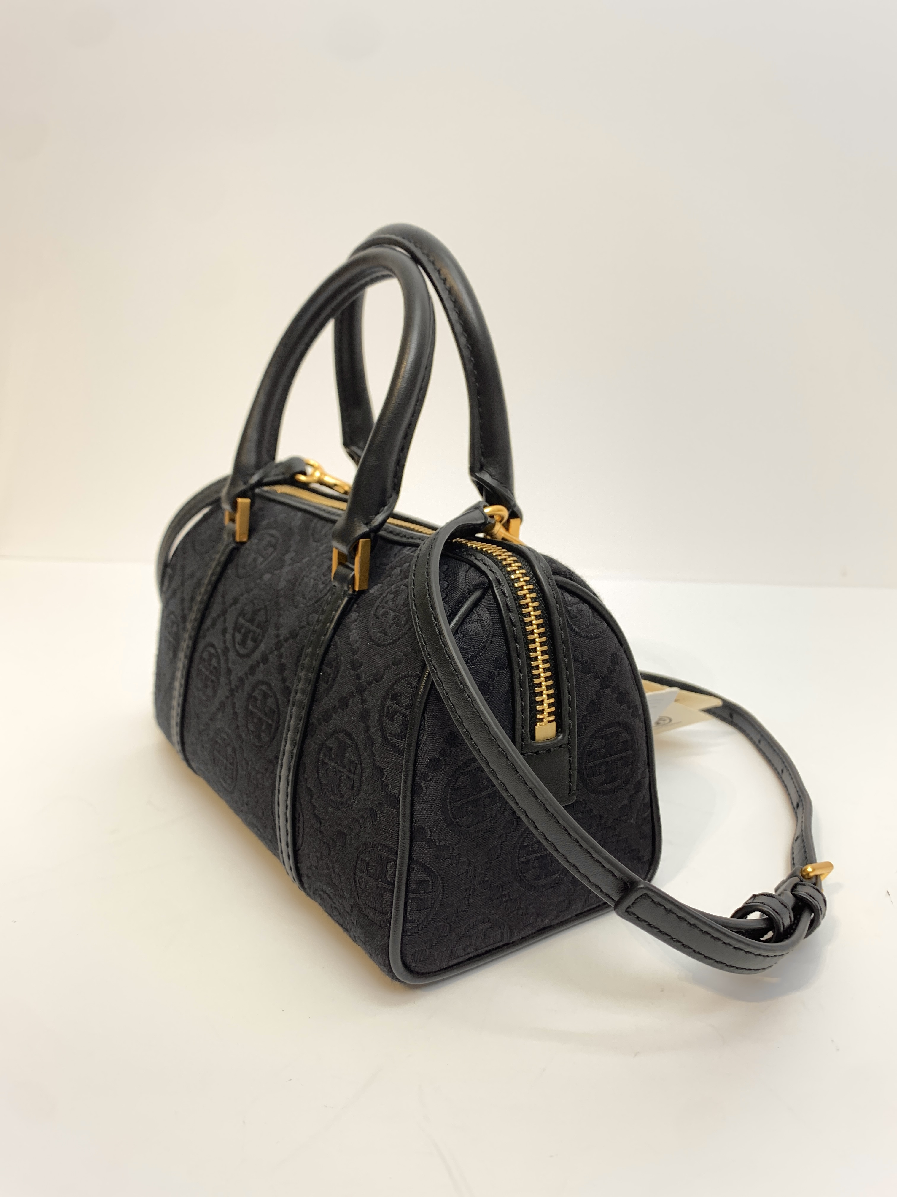TJTB-63289 Tory Burch T Monogram Barrel Bag Black PRELOVED