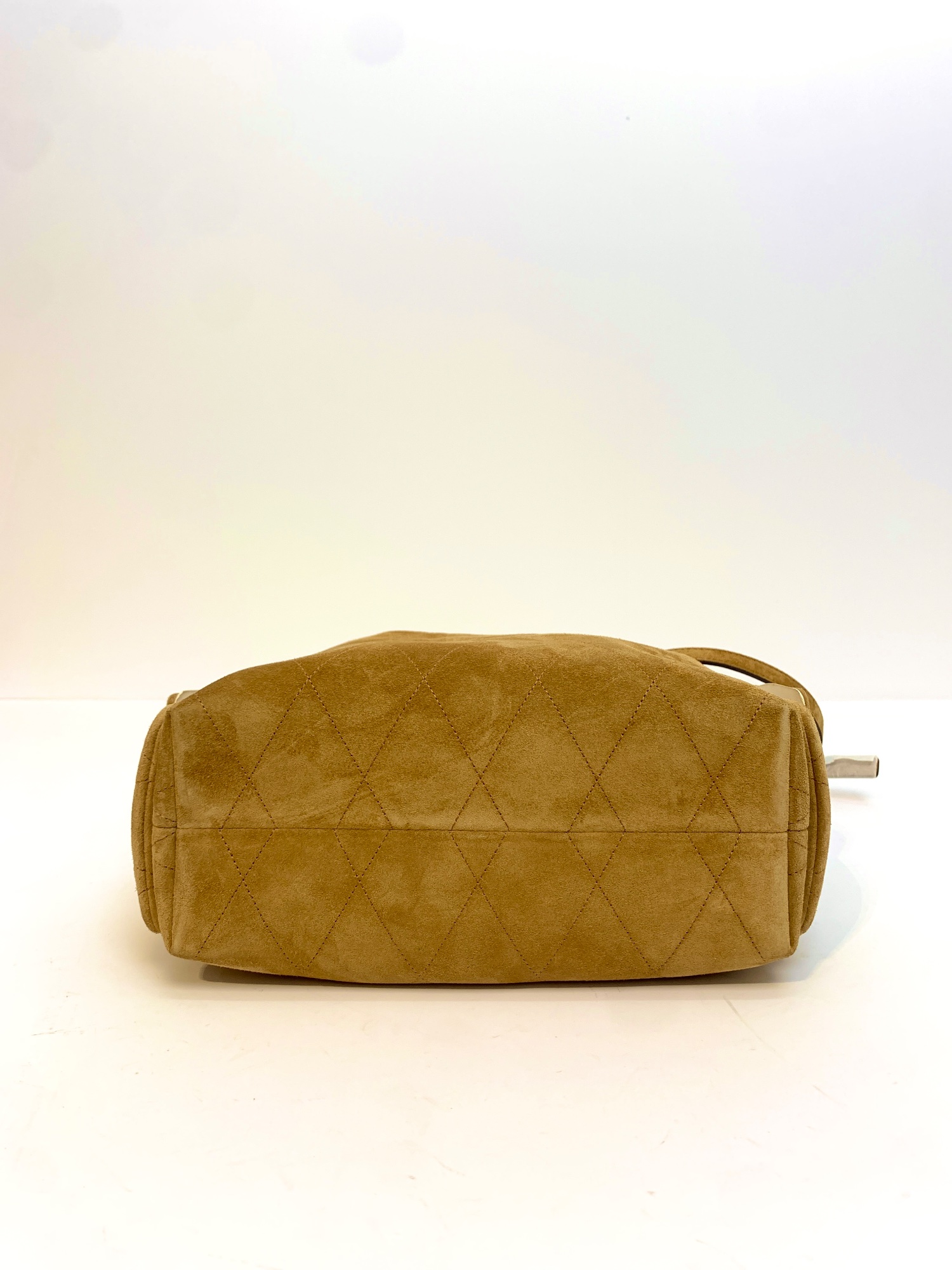 TJTB-63340 Tory Burch Charlie Quilted Suede Drawstring Shoulder Bag Toffee NEW