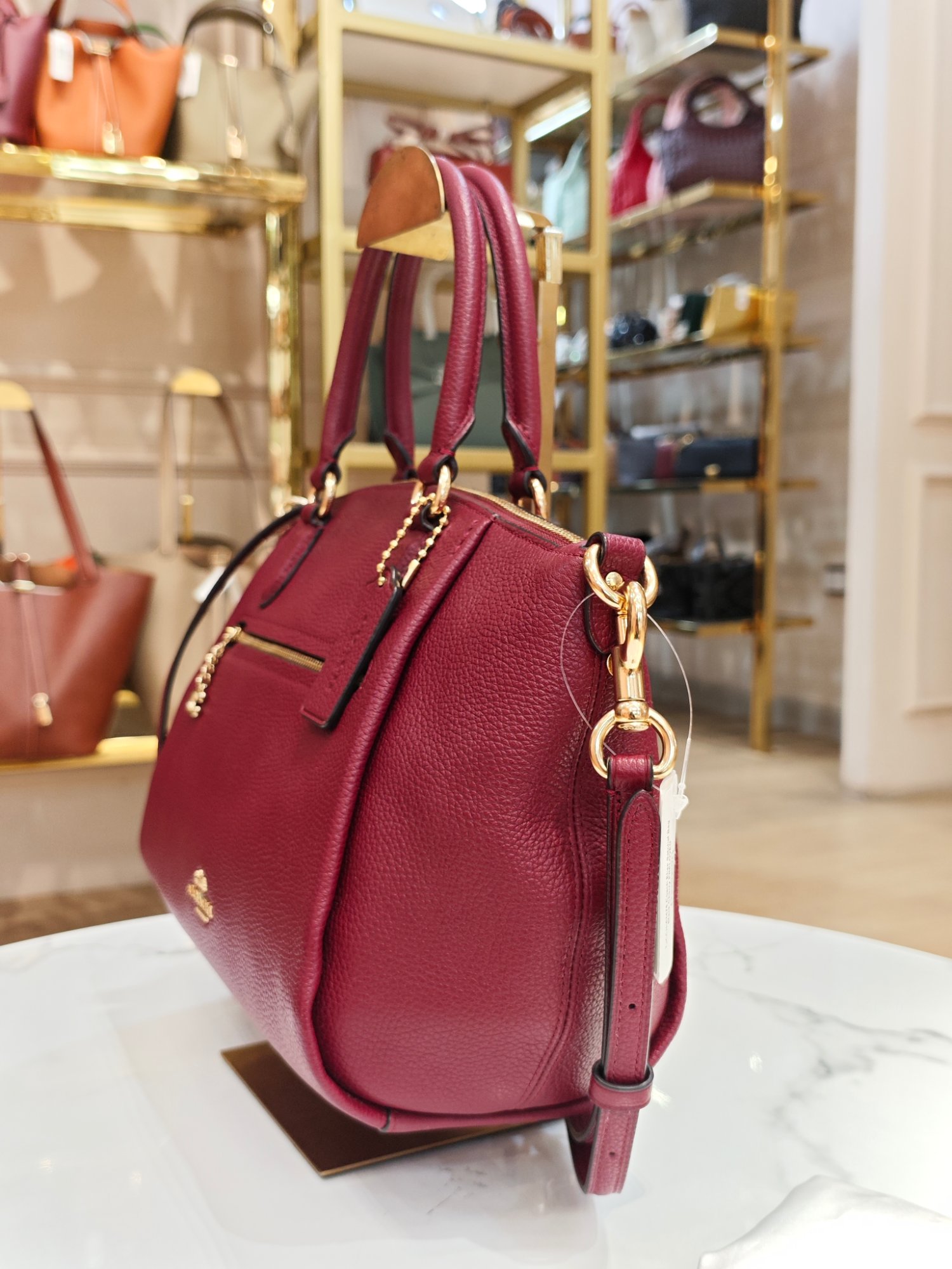 TJCCH-63475 Coach Elise Satchel Bag Black Cherry PRELOVED