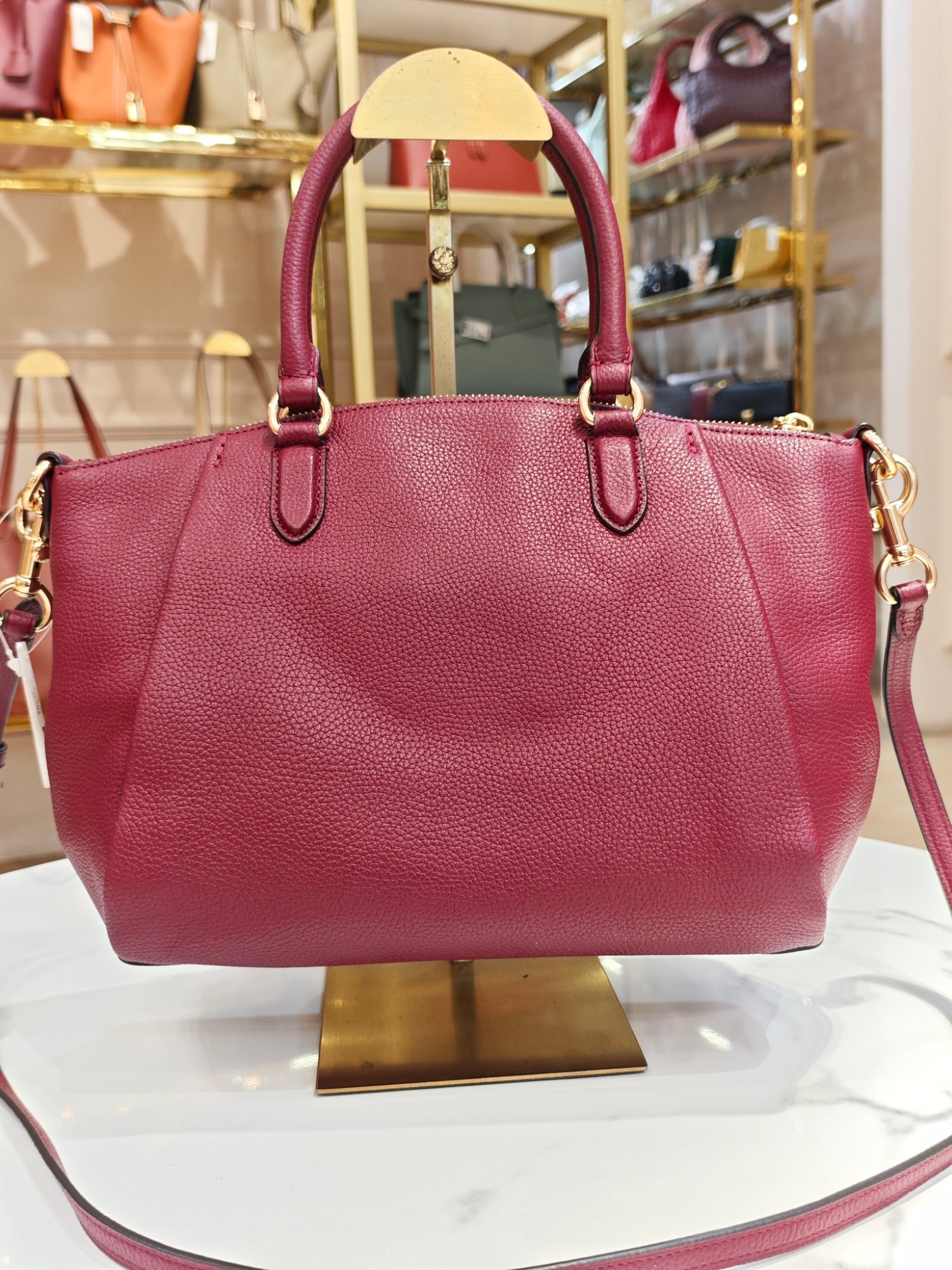 TJCCH-63475 Coach Elise Satchel Bag Black Cherry PRELOVED