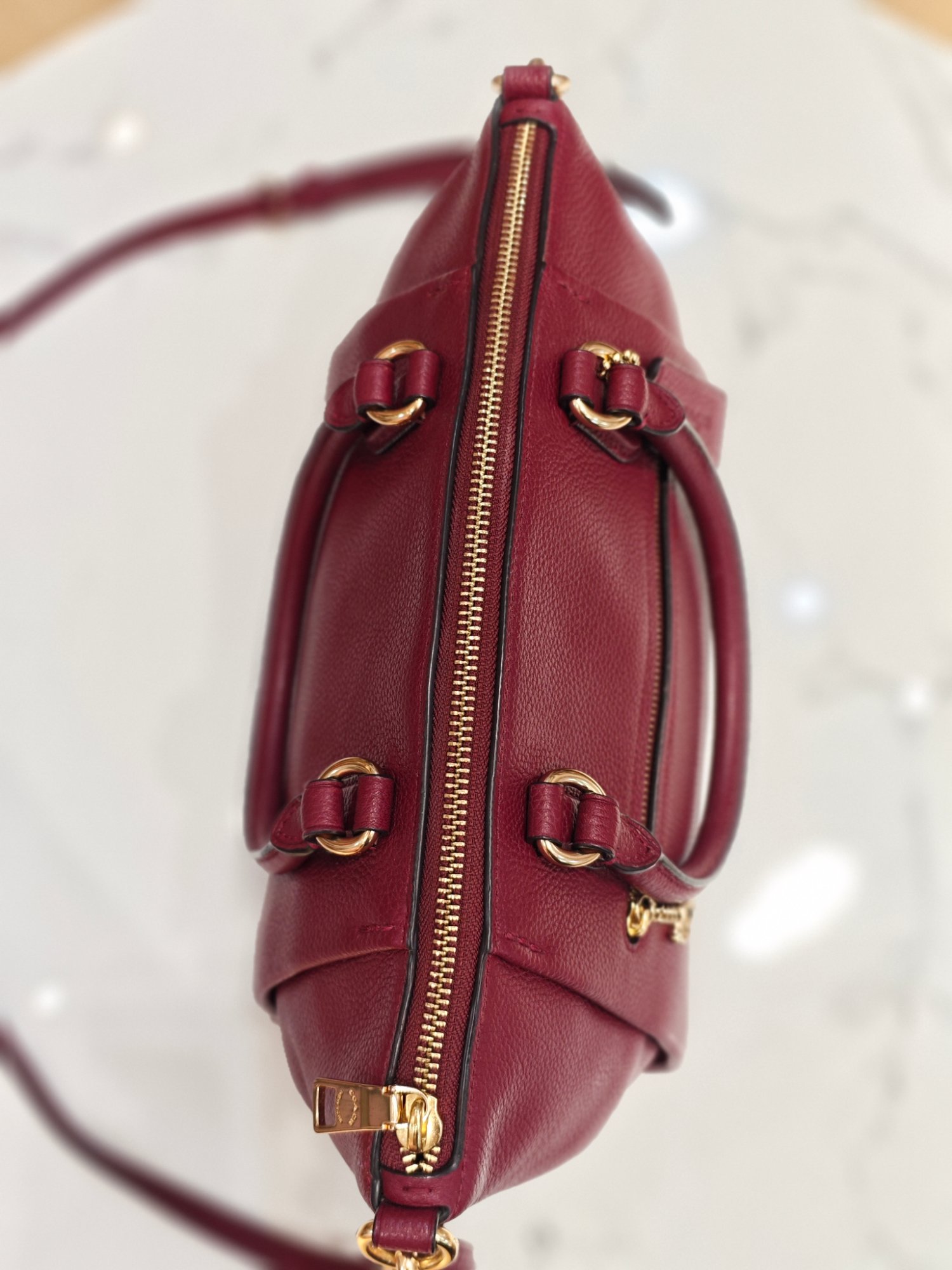 TJCCH-63475 Coach Elise Satchel Bag Black Cherry PRELOVED