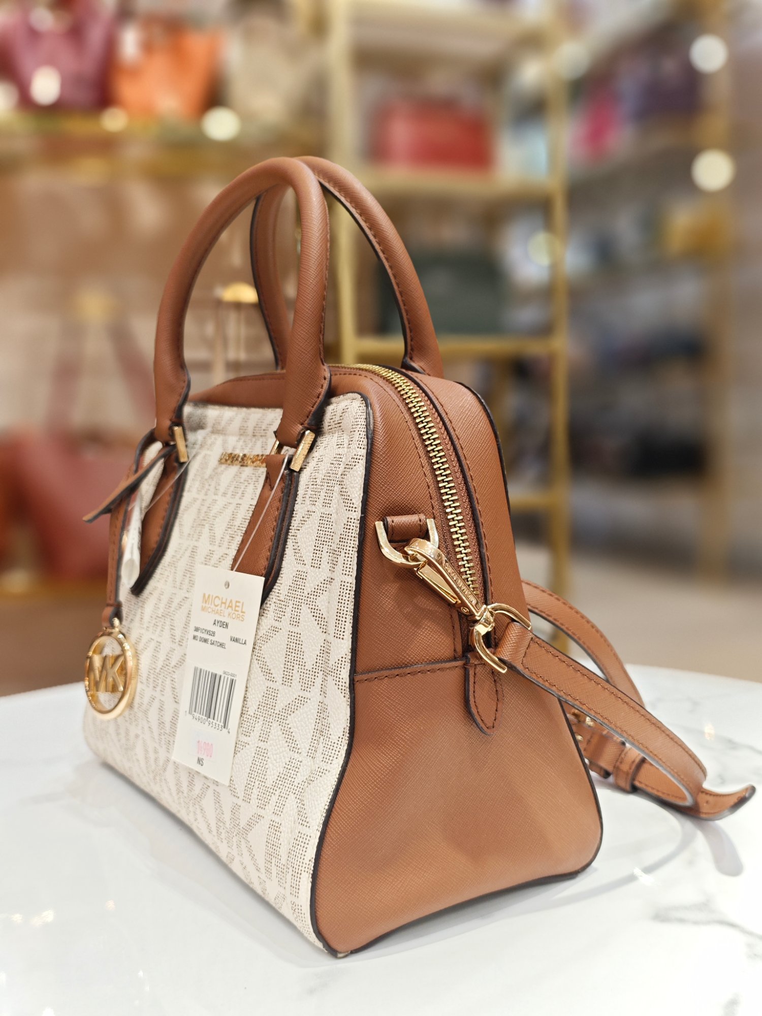 TJMK-63494 Michael Kors Ayden Medium Dome Satchel Bag Vanilla PRELOVED