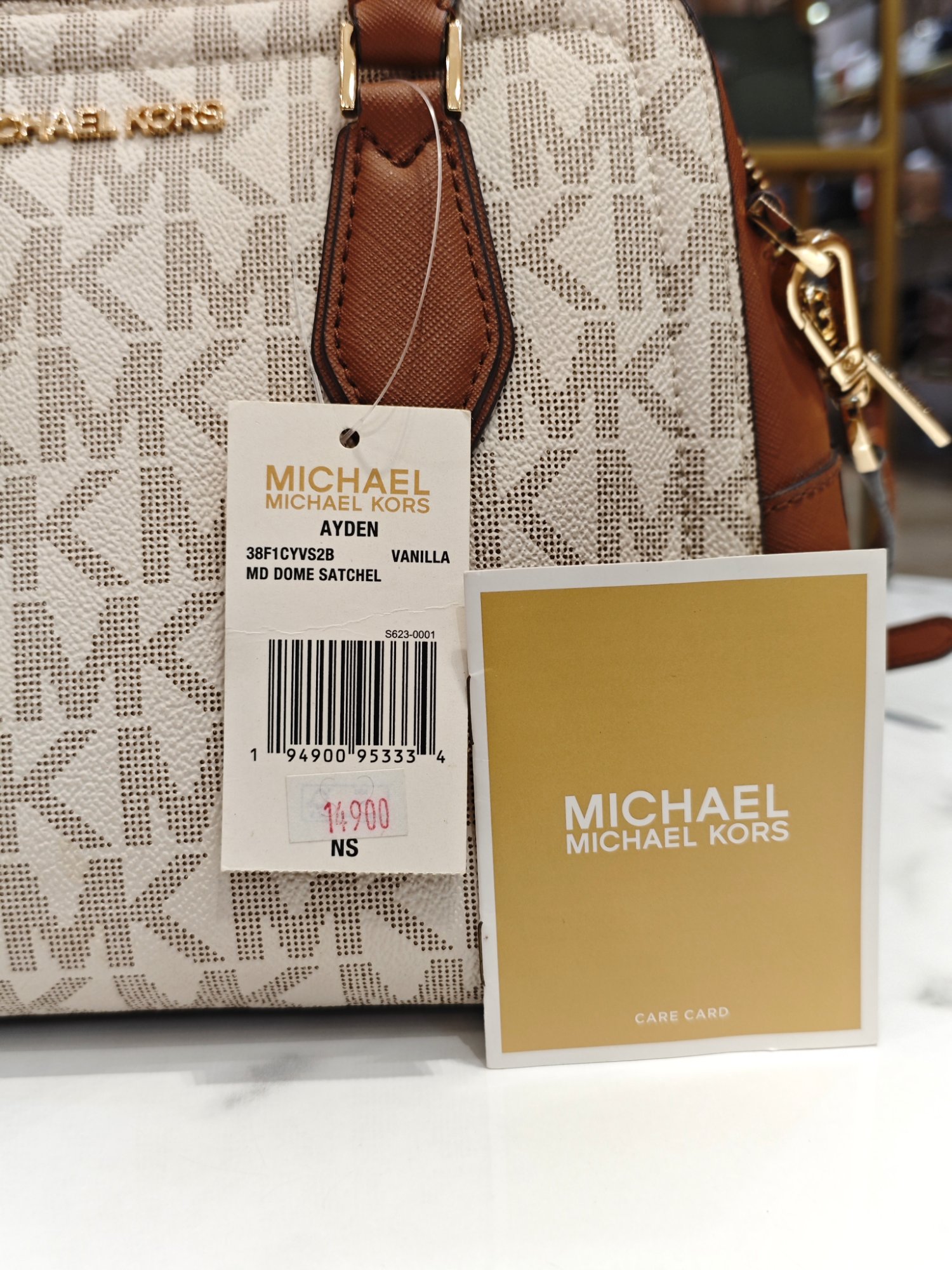 TJMK-63494 Michael Kors Ayden Medium Dome Satchel Bag Vanilla PRELOVED