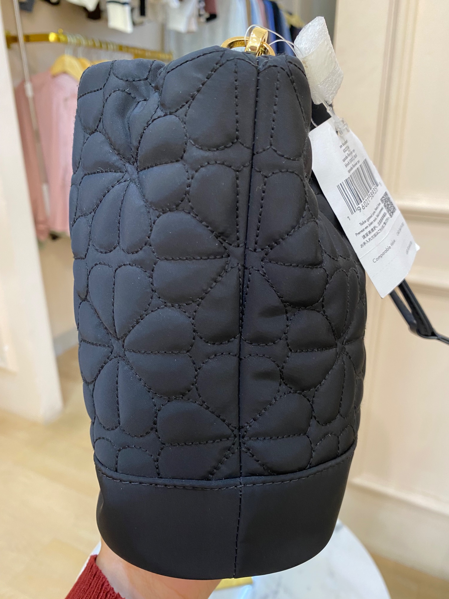 TJKS-63001 KS Quilted Small Bucket Spade Flower Black NEW NETT