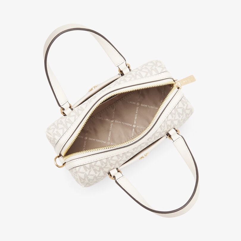 TJMK-63515 Michael Kors Travel Small Duffle Crossbody Bag Light Cream Multi PRELOVED