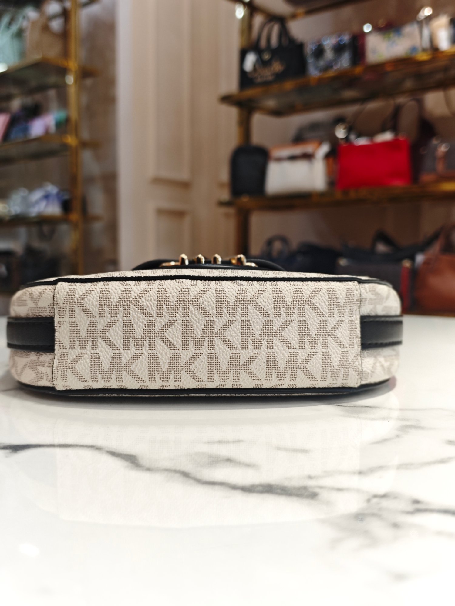 NMK-63017 Michael Kors Reed Small Logo In Leather Crossbody Bag Black NEW