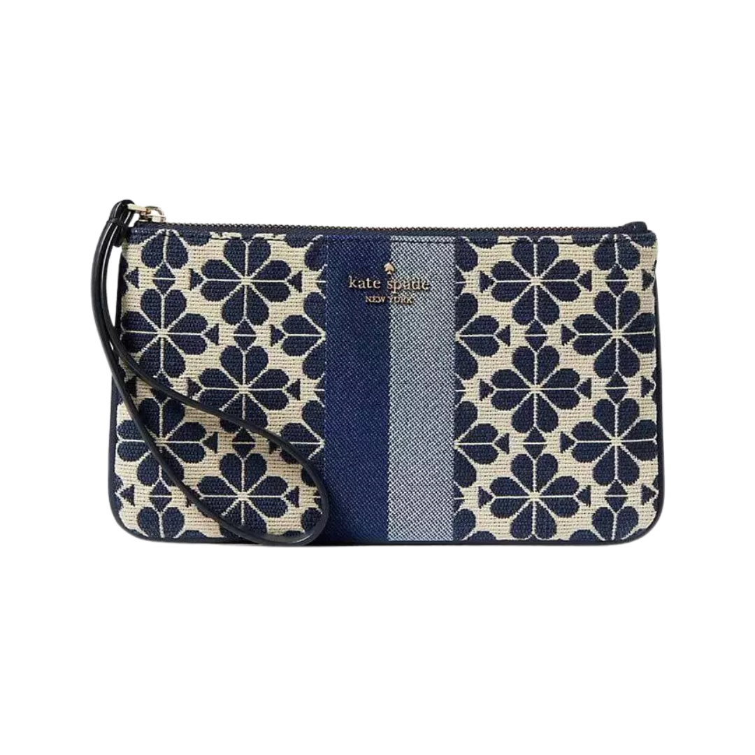 Kate Spade Medium Wristlet Flower Jacquard Blue Multi New Image