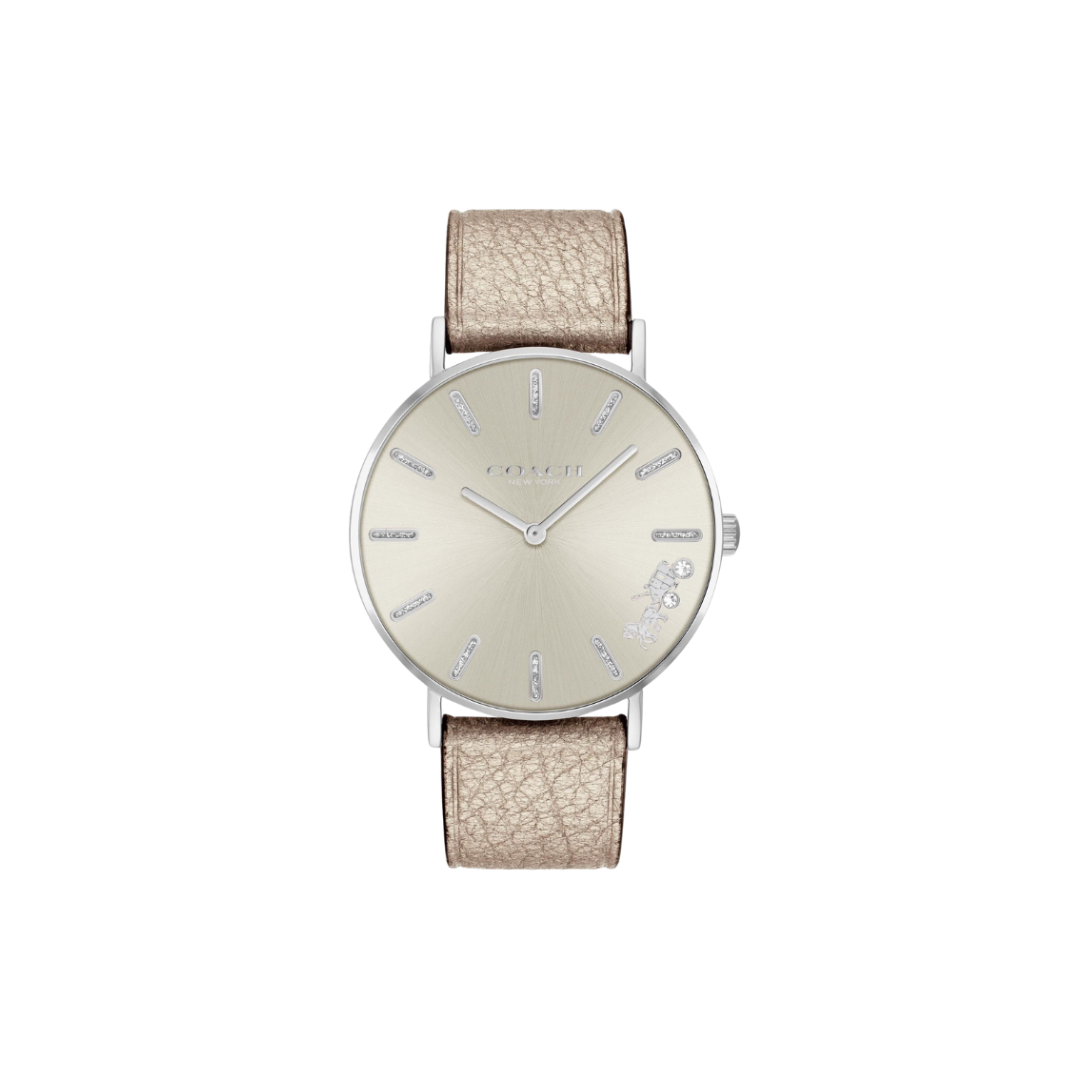 Coach Watch Perry Ladies Leather Strap Grey New Image