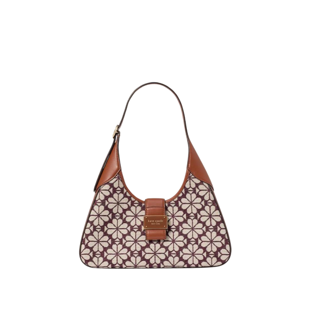 Kate Spade Flower Jacquard Nouveau Shoulder Bag Burgundy Multi New Image