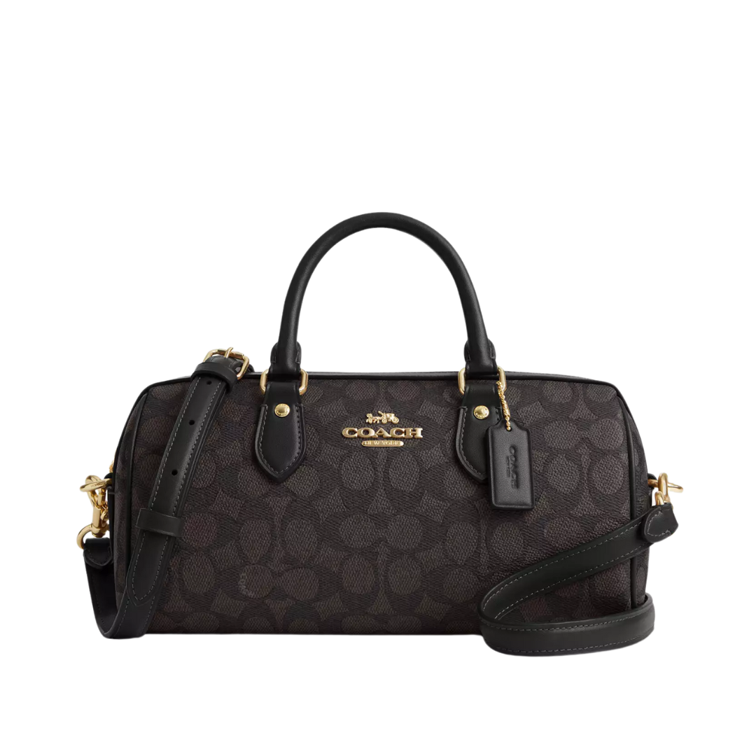 Coach Rowan Long Satchel Sig Walnut Black New Image