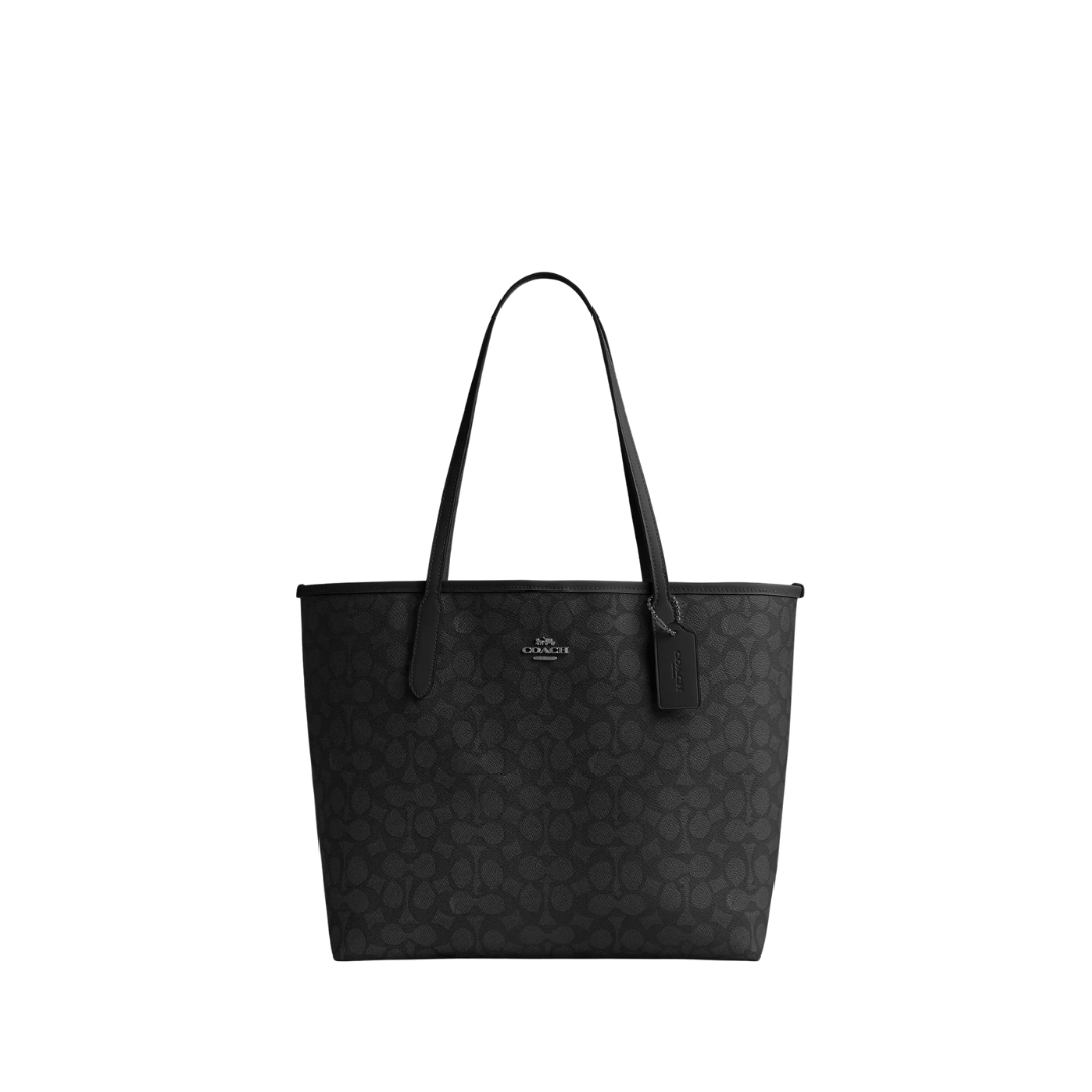 Coach City Tote Sig Charcoal Black New NETT Image