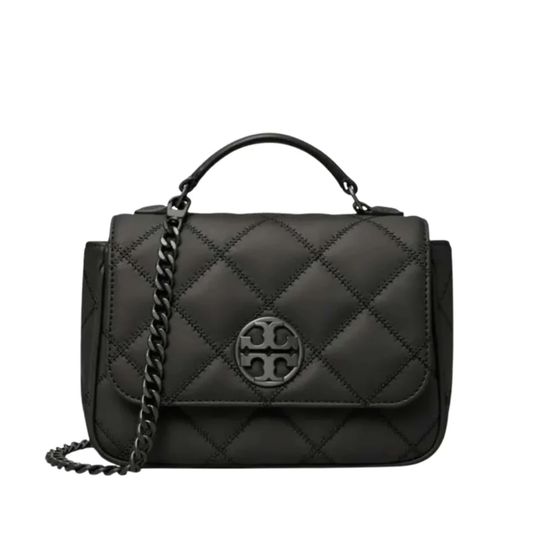 Tory Burch Willa Matte Mini Top Handle Bag Black NEW Image
