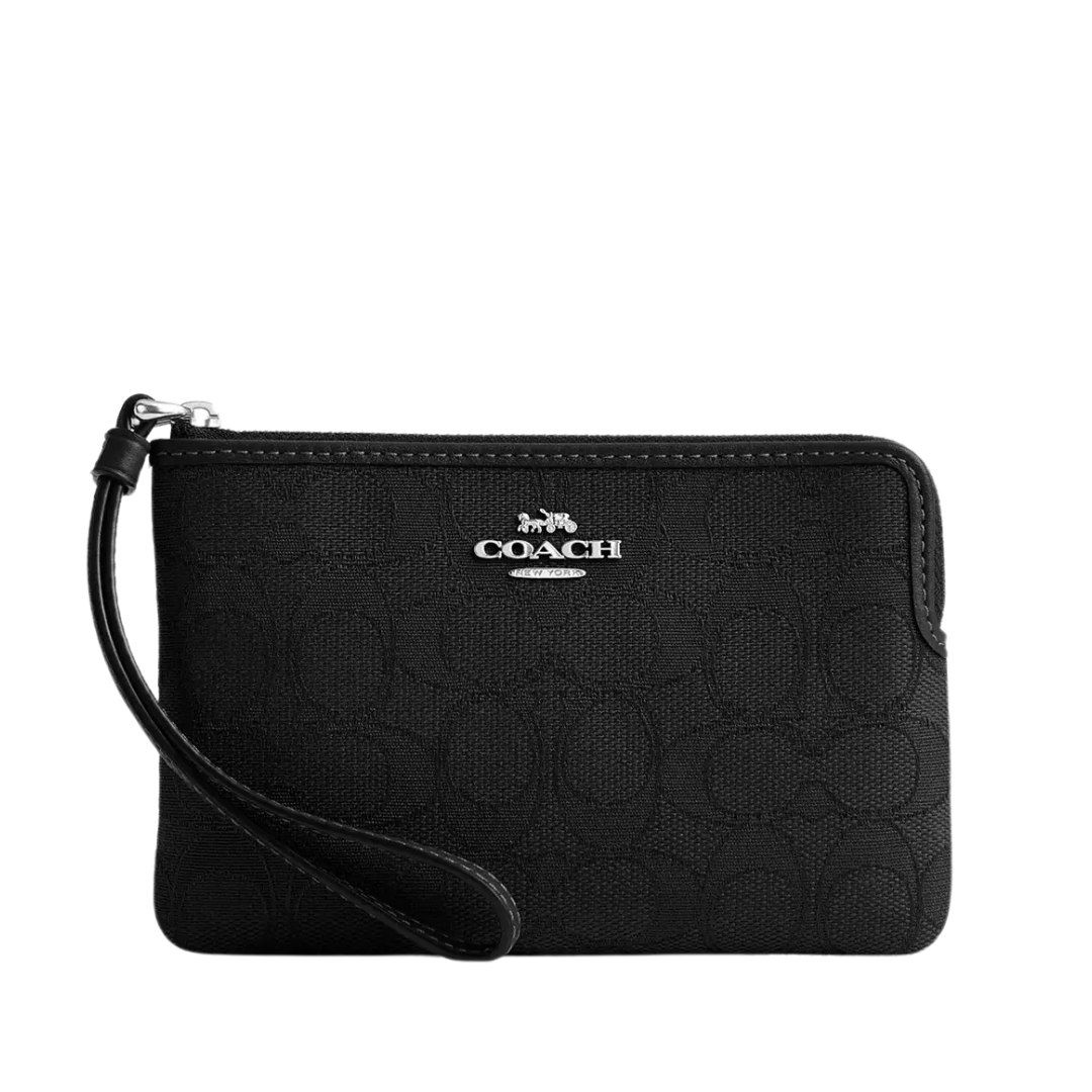Coach corner Zip Wristlet Sig Jacquard Back New Image