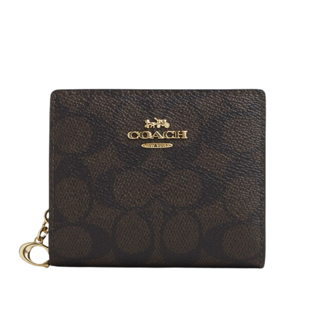 Coach Snap Wallet Sign Walnut/Black New Image