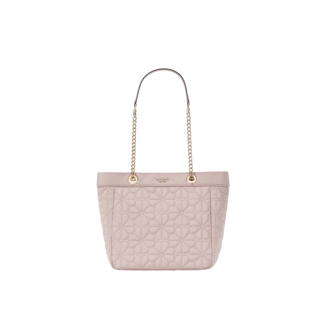 Kate Spade Flower Quilted Large Tote Cozy Grey New Image