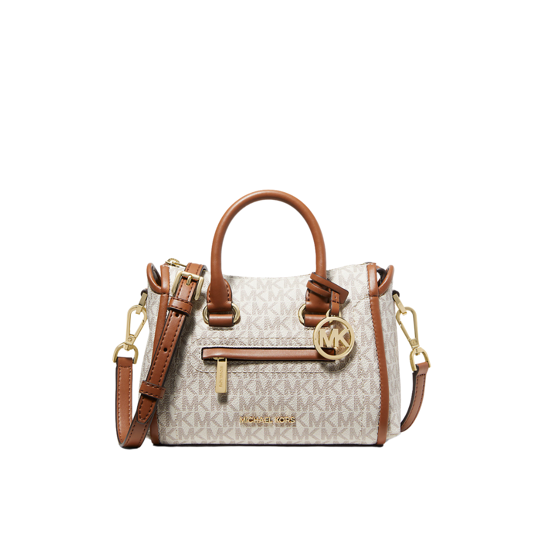 Michael Kors Carine XS Tz Satchel Crossbody Lt Cream Multi NEW Image