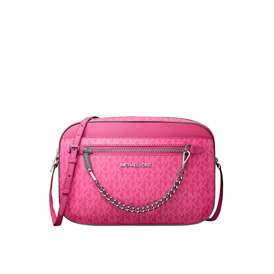 Michael Kors Jetset Item Large Ew Zip Chain Crossbody Dark Raspberry NEW NETT Image