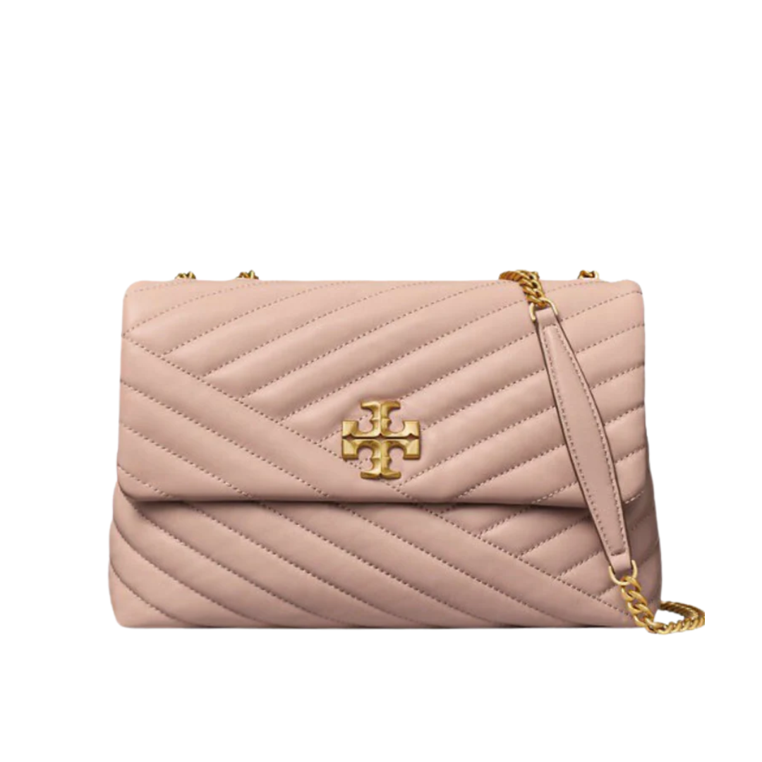 Tory Burch Kira Chevron Convertible Shoulder Bag Devon Sand NEW Image